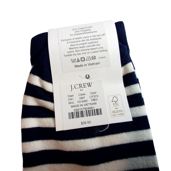 J.Crew Womens Trouser Socks Set Of 3 Pairs Red & Navy Striped Pattern One Size - Picture 2 of 5